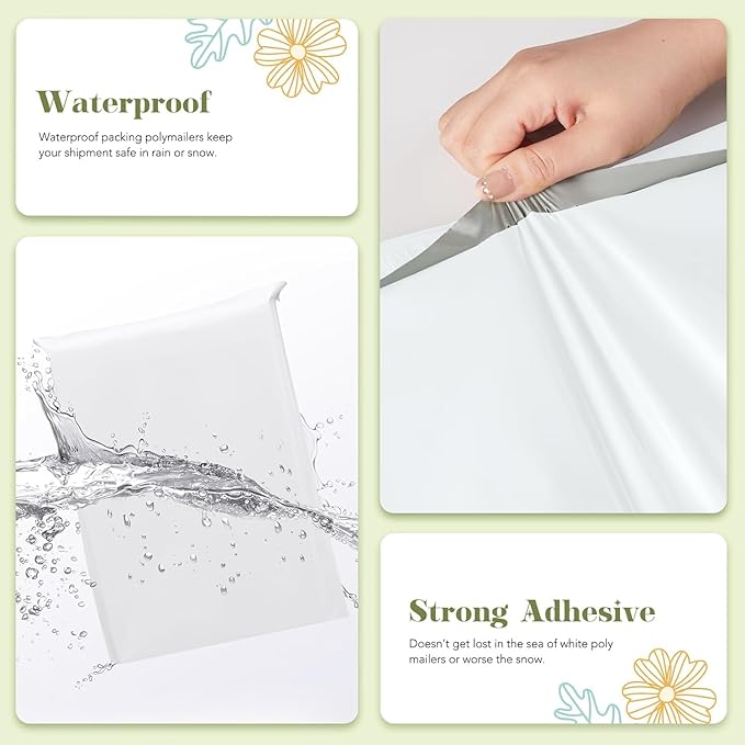 Fuxury 1500 Pcs 19x24" Poly Mailers,Waterproof Mailing Envelopes for Clothing, Strong Adhesive Poly Shipping Postage Bags for Small Business(White)