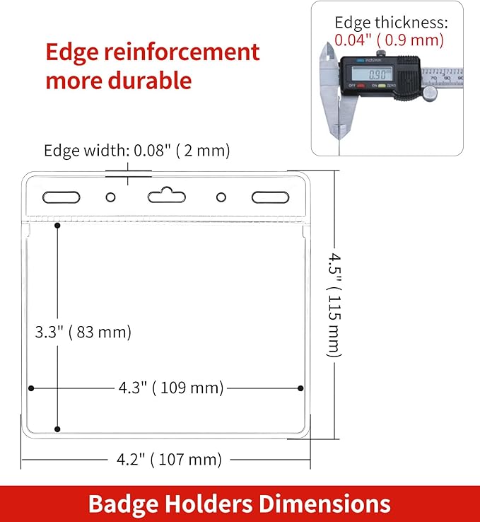 250 Pack Horizontal Clear ID Badge Holder, 4x3 Inch Plastic Name Tag Badge Holders, Card Protector Cover, Quick Load and Remove No Zipper Sleeve for Lanyard