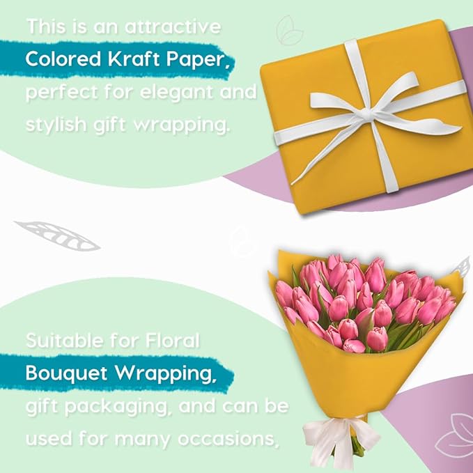 PerkHomy 24" x 2,400" (200') Orange Kraft Paper Roll for Craft Bulletin Board Paper Art Table Covering Crafting Gift Wrapping Bouquet Packing Parcel 80GSM 55LB (Orange, 24" x 200')