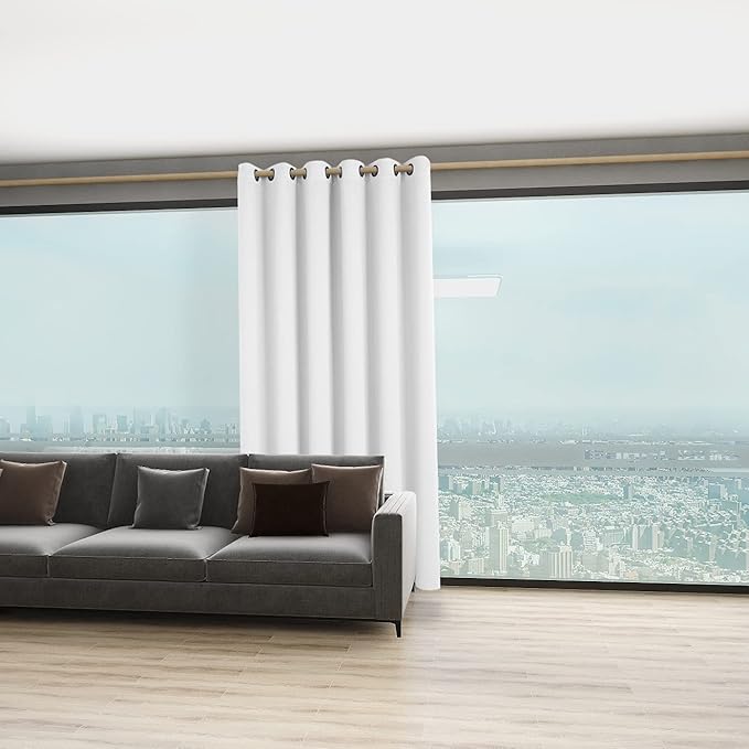 BONZER Room Divider Curtain Screen Partitions Total Privacy Wall Wide Blackout Curtains for Shared Room, 96L x 70W Inch (8L x 5.8W ft), 1 Panel, Greyish White