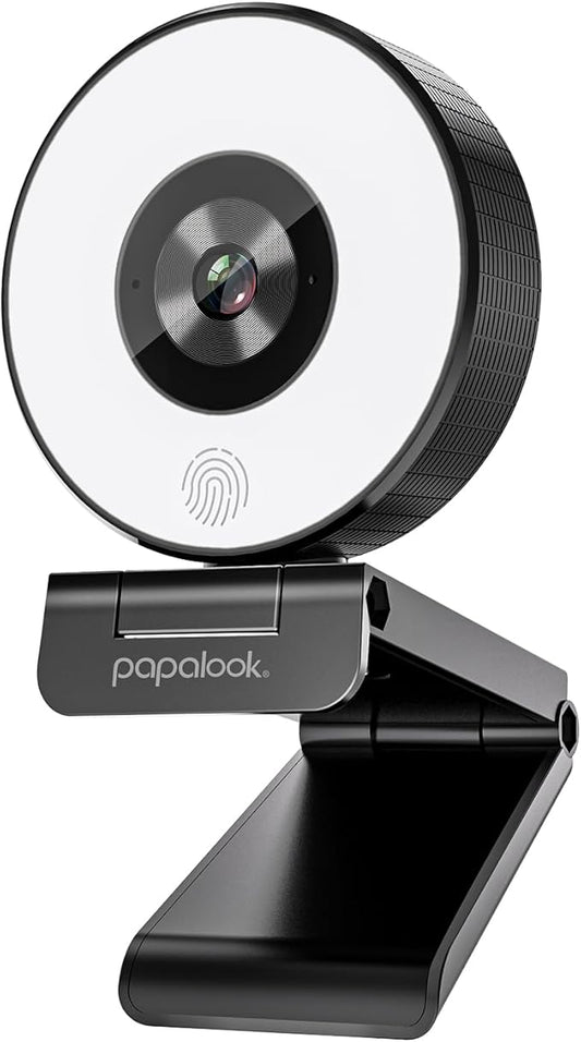 papalook 2K/1080P Webcam with Light and Privacy Cover, PA552 Full HD Streaming Web Camera with Dual Microphones, Plug and Play USB Computer Webcam for PC Laptop Desktop, Mac Zoom Skype Teams