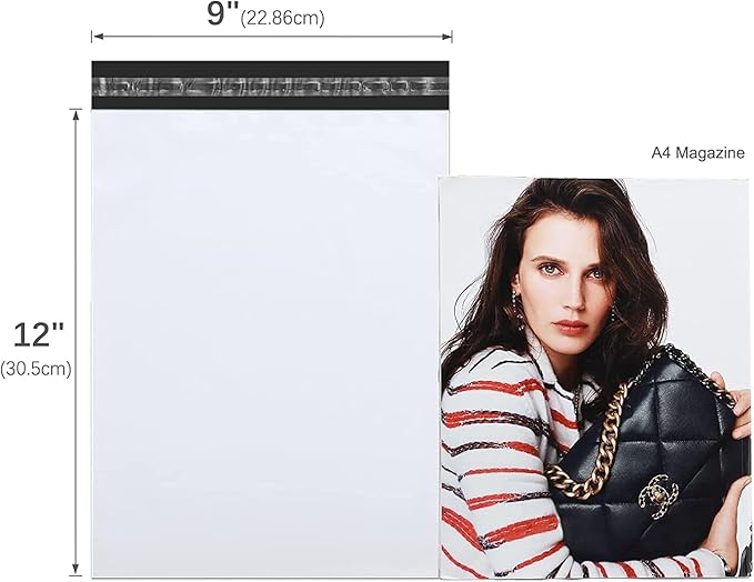 Metronic 1000Pack White Poly Mailers 9x12 Shipping Bags Envelopes with Self Adhesive, Waterproof and Tear-Proof Packaging Bag Postal Bags for Small Business