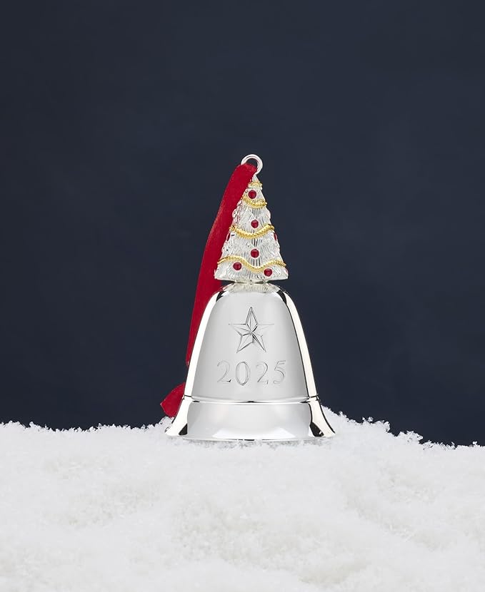 Lenox 897116 2025 Musical Bell Silverplate Ornament, We Wish You a Merry Christmas, Christmas, Holiday Decorations
