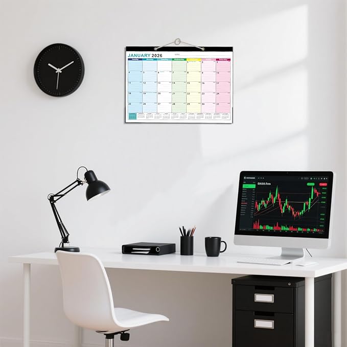 Desk Calendar2026-2027, With 3 sticker, 18 Month Calendar Running to June 2027-17" x 12" Desktop/Wall Monthly Calendar for Homeschool or Office