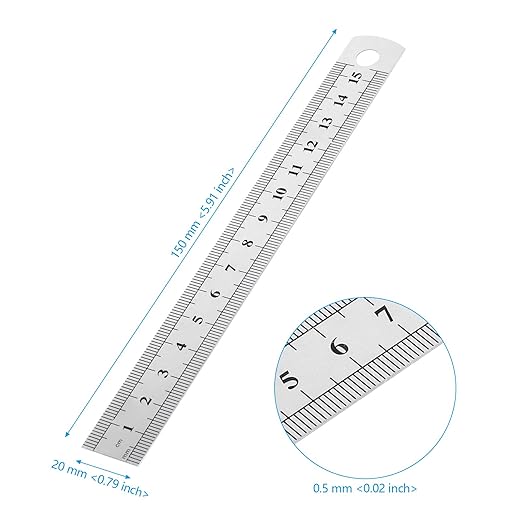 30 PCS 6 Inch Stainless Steel Ruler Bulk, Straight Edge Metal Rulers with Inch and Metric Scale Measuring Tool for Measuring