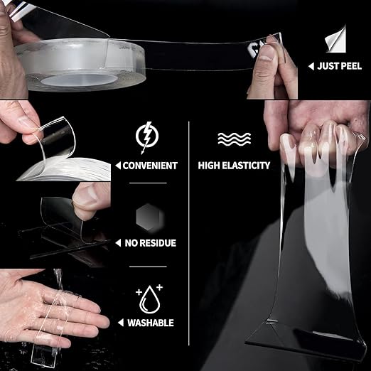 Art3d Double-Sided Tape (10FT), Removable, Traceless, Washable, Reusable - Multipurpose Tape as Seen on TV