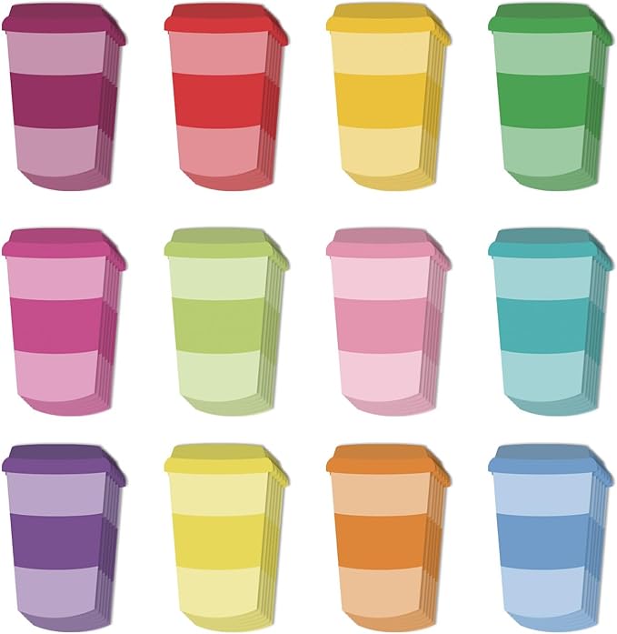 12 Pcs Coffee Cup Sticky Notes Self Memo Notes for School Classroom Wall Home Office Students Coffee Lover Office Supplies Party Favors Gifts Bookmarks