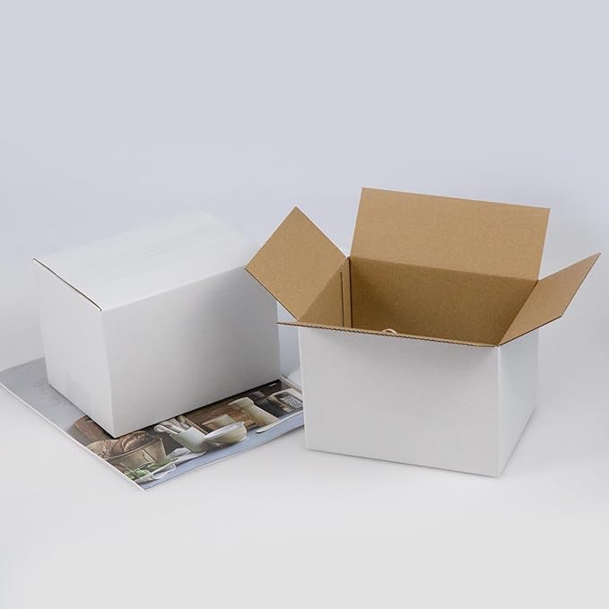7x5x5 Inches Shipping Boxes Set of 40, White Corrugated Cardboard Box Literature Mailer for Packing Small Business