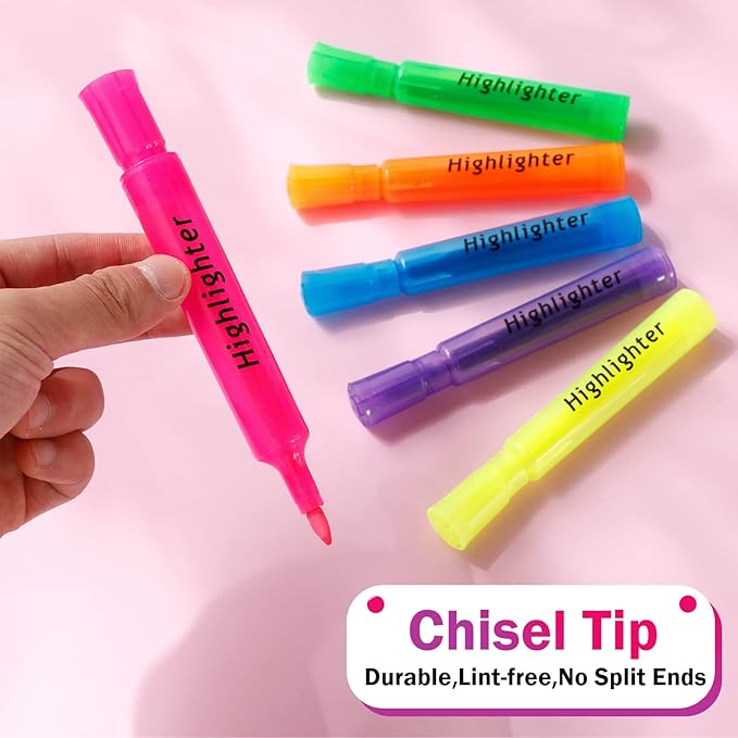 Teling 72 Pcs Highlighters Bulk Chisel Tip Tank Style Highlighters for School Classroom Assorted Color Fluorescent Pens for Office Shop