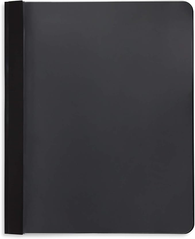 Blue Summit Supplies 25 Black Plastic Report Covers with Prongs, Black 3 Prong Clear Front Report Cover for Presentation, Document, and School Use, 0.42mm PP Plastic, Bulk 25 Pack