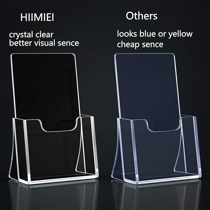 HIIMIEI 2 Pack 4 inch Wide Acrylic Brochure Holders for Pamphlets, Cards, Brochures, Magazines, Literature, Pamphlets Display Stand for Countertop