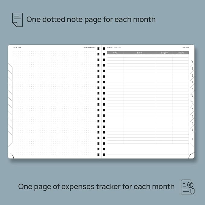 POPRUN Monthly Planner 2026-2027 (Large 8.5" x 10.5") 18 Months Calendar (Jan 2026 - Jun 2027) - 4 Pages per Month with Expense & Notes, Stair-like tabs, Leather Cover, Sunday Starts - Purple