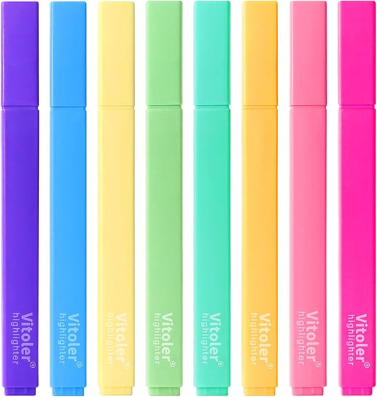 Vitoler Highlighters,8Pcs Highlighters Pastel,Quick Dry,Chisel Tip,Aesthetic Bible Highlighter No Bleed, Teacher Supplies School Accessories
