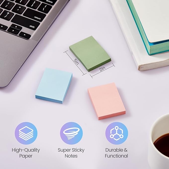 (40 Pads) Sticky Notes 1.5x2 in, 16 Colors Post Self Stick Pad Its, Clean Removal Colorful Mini Pads Bulk for Office, Home, School,Teachers, Meeting, Notebooks