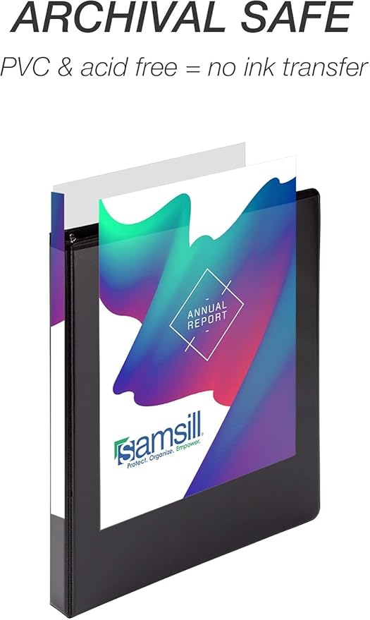 Samsill Durable 0.5 Inch Binder, Made in The USA, D Ring Binder, Customizable Clear View Cover, Black, 24 Pack, Each Holds 125 Pages