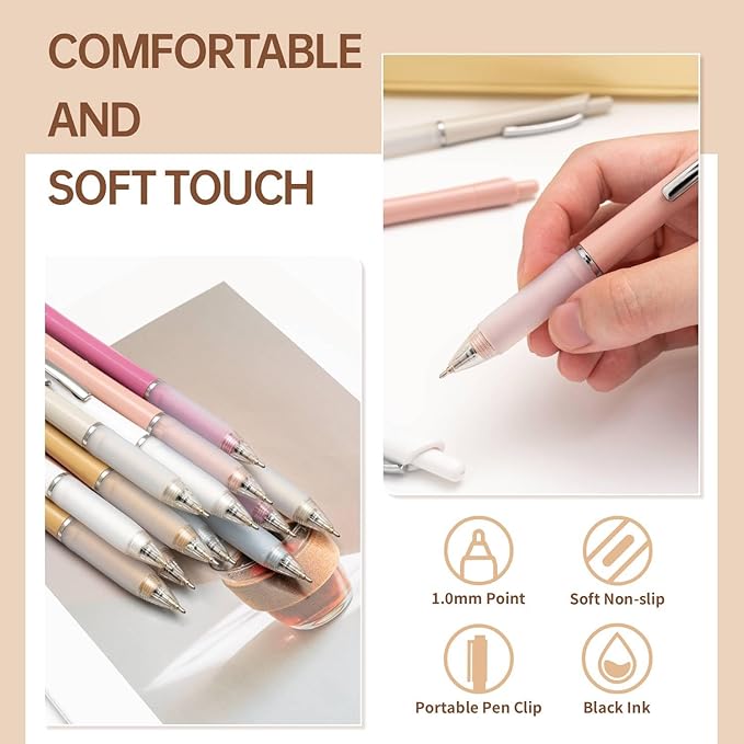 Ball Point Pen Black Ink Ballpoint Pens with Super Soft Grip Medium Point 1.0mm Office Pens (12-count)