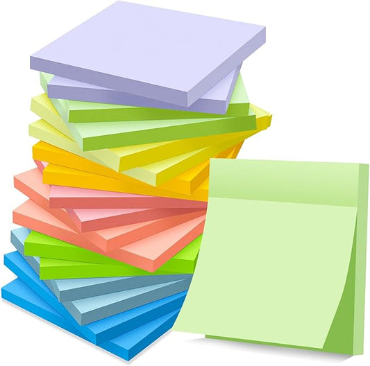(18 Pads) Sticky Notes 3x3 inch, Self-Stick Pads Pastel Colors Sticky Note, Recyclable, Easy to Post for Home, Office, Notebook