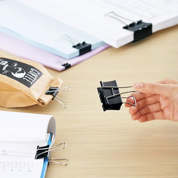 Large Binder Clips 1.6 Inch (60 Pack), Big Binder Clips for Office and Home Supplies, Black