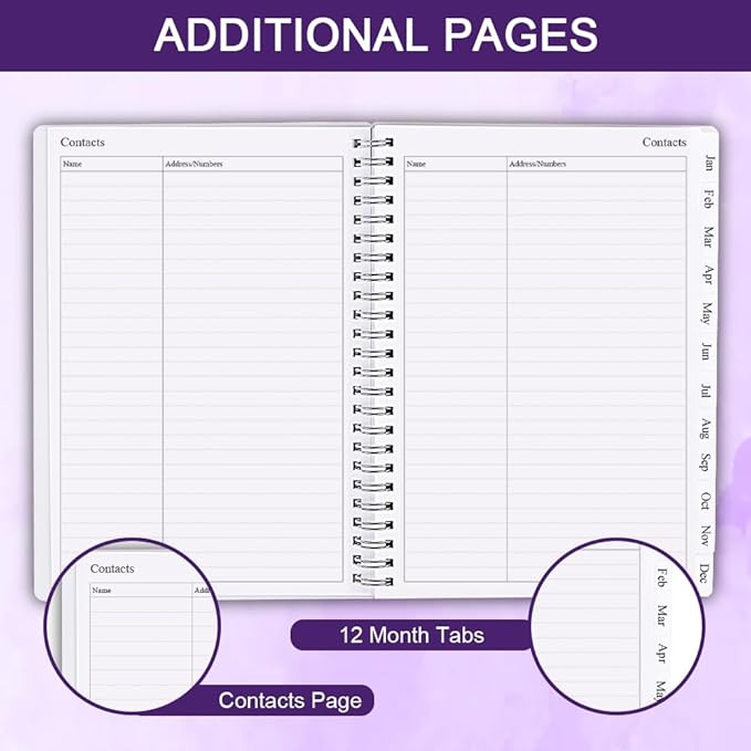 2026 Planner - Monthly Planner Runs January 2026 to December 2026, 6.25" x 8.25", 12 Monthly Tabs, 14 Notes Page, Inner Pocket, Flexible Cover with Twin-Wire Binding, Planners 2026, Purple