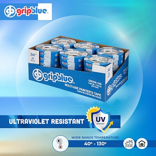 Blue Painters Tape 1 Inch Wide, 36 Rolls Masking Tape - Perfect for Precise Lines on Walls & Trim, Multi-Surface, Residue-Free, Easy Removal - Ideal for Indoor & Outdoor Use, 0.94in x 60yds