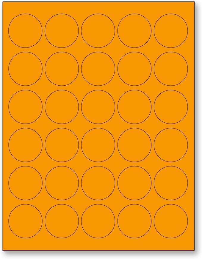 NextDayLabels - 8-1/2 x 11 Neon Color High Light Fluorescent Labels for Laser & Inkjet Printer (Orange Fluorescent, 1.5" Round - 30 Per Page | 3000 Labels)