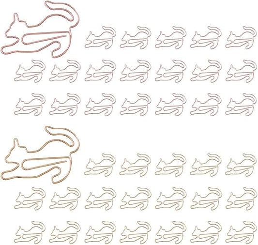 OWLFAVO 40pcs Kitty Shape Paper Clips with Clear Box, Pink and Purple, Funny Cute Paperclips Bookmarks Planner Clips for Fun Office Supplies School Gifts Wedding Decoration