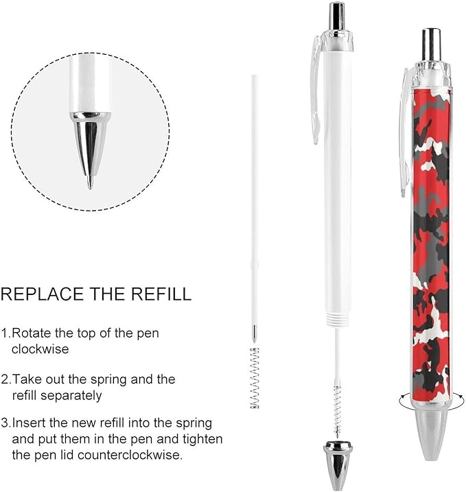 Men Women Cute Ballpoint Pens with Black Ink, 0.5mm Retractable Writing Pens Red Black Camouflage Camo Ball Point Pen Office Accessories Stationary, 2 Pcs