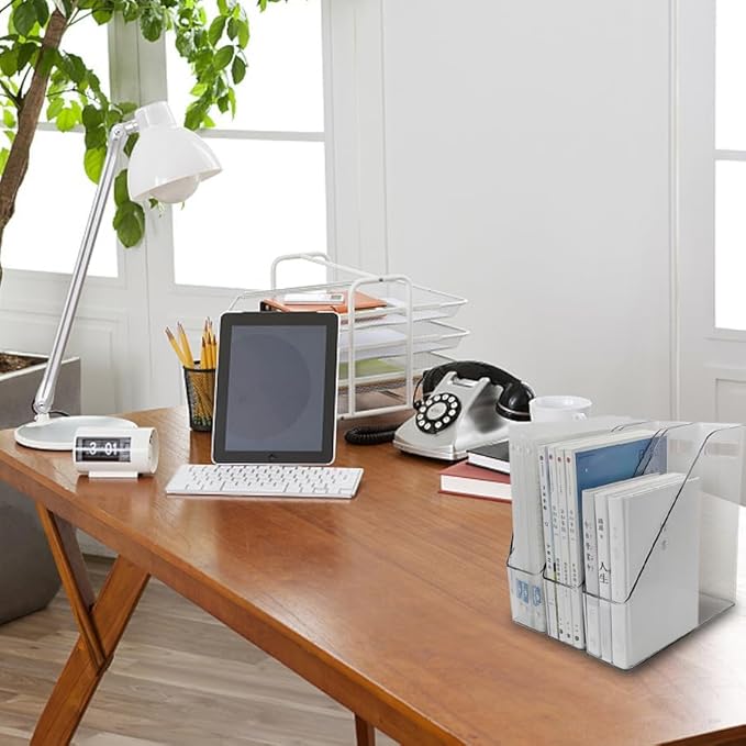 6 Pack Clear Acrylic Magazine File Holder, Acrylic Vertical File Organizer File Folder Bin Storage File Folder Rack Clear Plastic File Folder Organizer for Home Office Space