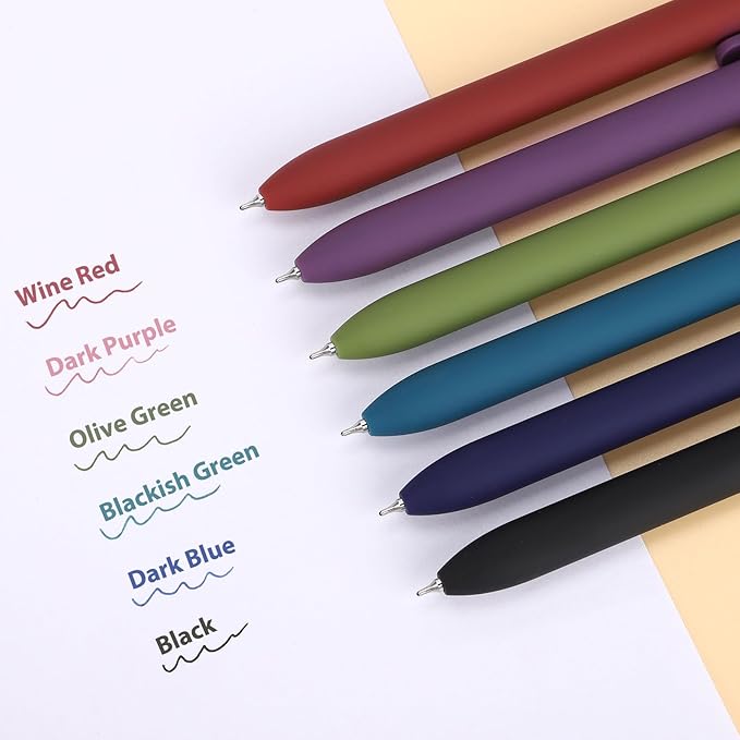 FIOVER Colored Pens, 6 Pack Colorful Gel Pens, Quick-Dry 0.7mm Medium Point for Journaling, Note Taking, Doodling, Aesthetic Office School Supplies, Gifts for Women Men(6PCS Vintage Colorful)