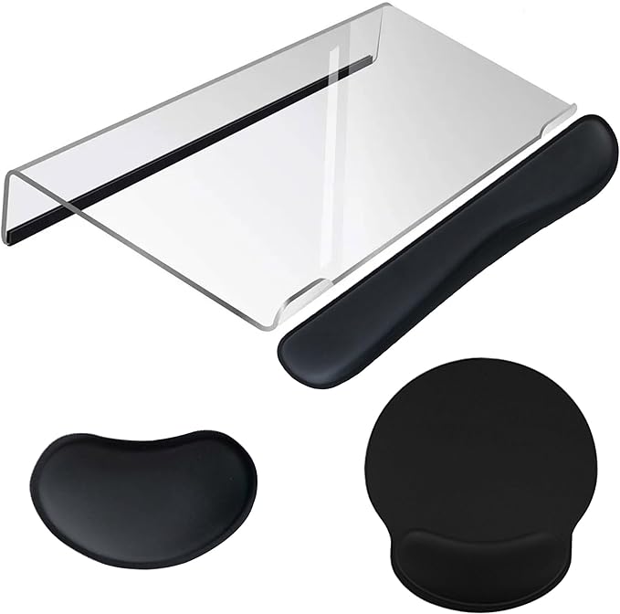 4pcs New Acrylic Tilted Computer Keyboard Stand with Mouse and Keyboard Wrist Rest Pad Computer Keyboard Holder Set for Office Desk,Home,School Supplies (Keyboard Stand)