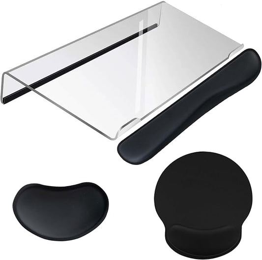 4pcs New Acrylic Tilted Computer Keyboard Stand with Mouse and Keyboard Wrist Rest Pad Computer Keyboard Holder Set for Office Desk,Home,School Supplies (Keyboard Stand)