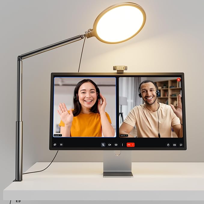 Weilisi 10.2" Desk Ring Light with Stand for Video Call, Ring Light for Desk with Clamp, 360° Rotate & Flexible Height Desk Light, Adjust Arm Desk Lamp for Home Office, Podcast, Gaming, Recording