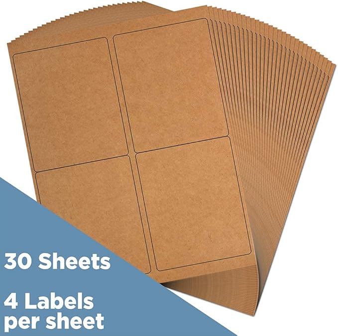 JAM PAPER Shipping Address Labels - 4 x 5 - Quarter Page/Extra Large - Brown Kraft - 120/Pack