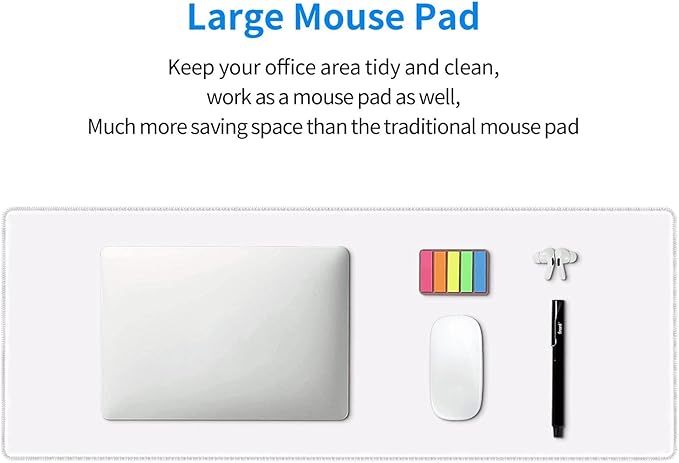 Grey White XL Extended Large Gaming Mouse Pad 31.5"x11.8" Non-Slip Rubber with Stitched Edges, Extra Long Desk Mat Computer Laptop Writing Mat for Desktop Office Home