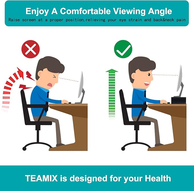 TEAMIX 20 Inch Wood Monitor Stand Riser, Wooden Desktop Stand for PC/TV/Laptop/Printer, Cozy Monitor Riser with Storage, Computer Stand Space-Saving