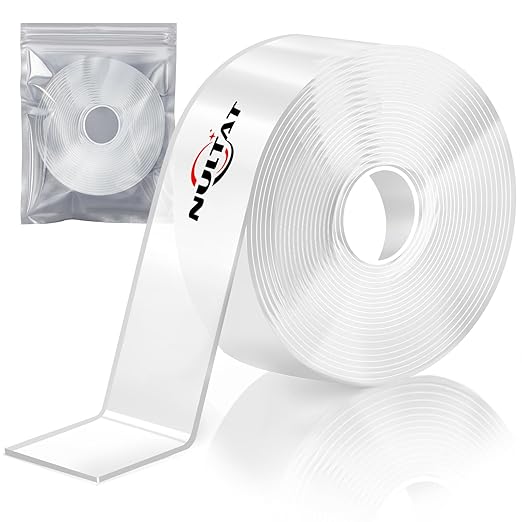 Strong Double Sided Tape Heavy Duty Double Sided Tape for Walls, Clear & Tough Double Sided Mounting Nano Tape, Removable Adhesive Wall Tape for Hanging Picture, Poster, Carpet (16.5FT)