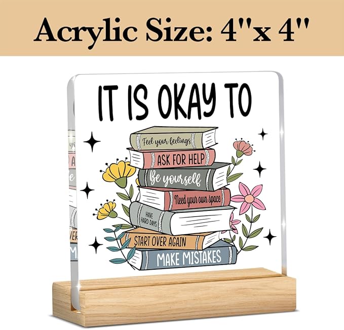 Motivational Mental Health Decor, Therapy Office Desk Decor, Therapist Offices Gifts for Women, Mental Health Awareness Gifts for Women Psychologist Therapist, Halloween Christmas Gift Acrylic Sign