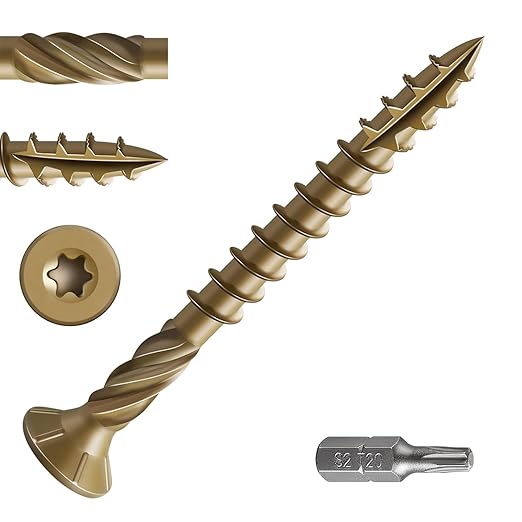 #8 * 1-5/8" Deck Screws, (188pcs) 1 lbs.Exterior Wood Screws, Rust Resistant Epoxy Coated, Bronze, T20 Star Bit