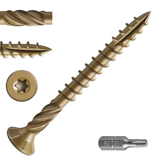 #8 * 1-5/8" Deck Screws, (942pcs) 5 lbs.Exterior Wood Screws, Rust Resistant Epoxy Coated, Bronze, T20 Star Bit