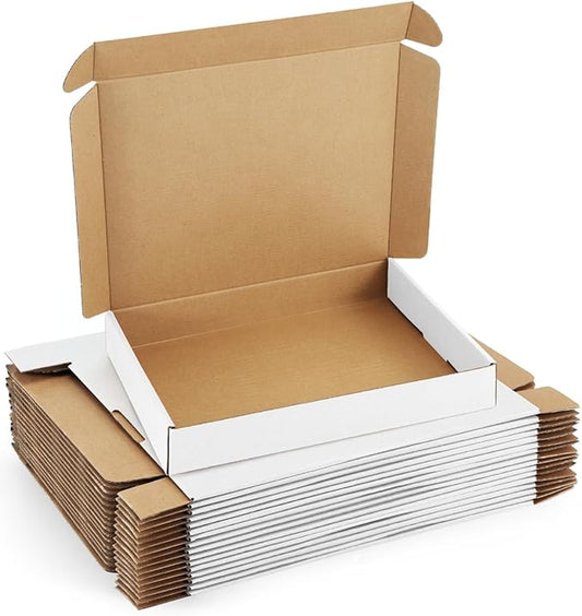 Shipping-Boxes-13x10x2 Inches: 25 Pack-Cardboard-Boxes-for-Packaging, White-Shipping-Boxes-for-Packing-Small-Business, Corrugated Box Mailers for Book Shoes Gift Mailing