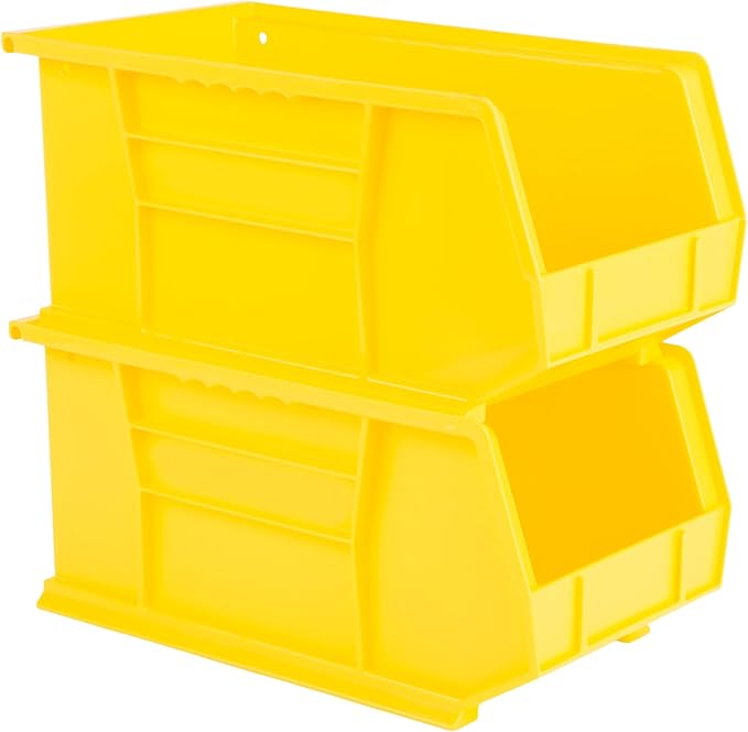 Hudson Exchange 15" x 8" x 7" Plastic Stackable Storage Bin and Hanging Container (Yellow, 1 Pack)