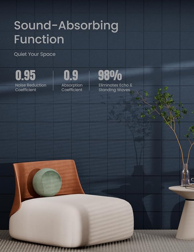 Bumusty Large Cork Board Alternative-47 x35 Felt Bulletin Board Tiles, with 30 Pushpins, 70 Adhesive Tabs, 12-Pack Slat Wall Paneling, Cork Boards for Office Push Pin Board Felt Board-Denim Blue