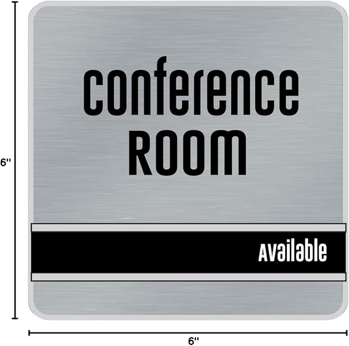 NapTags Conference Room Slider Signs (Silver - Silver Frame, 6" x 6")