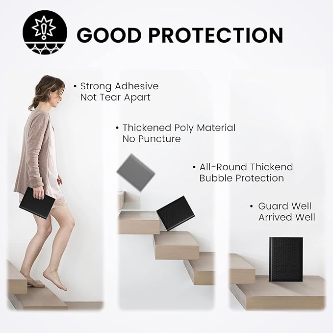 Fuxury Black Bubble Mailers 6x10" Padded Envelopes 9600 Pack Strong Adhesion Full Pallet of Padded Mailers Thick Bubble Envelopes for Small Business Mailing Small Items Bulk