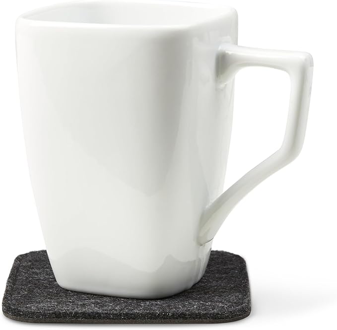 Premium Felt Drink Coasters | Square Dark Grey Set of 4 | 10 x 10cm | Absorbent & Non-Slip, Ideal for Home & Office Desks