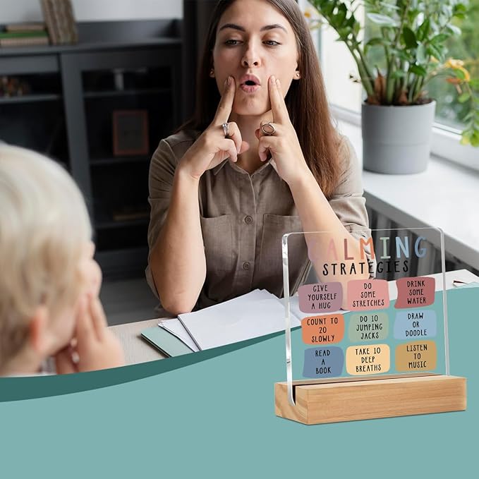 Christmas Thank You Gifts, Calming Corner Table Desk Decors, Calm Down Corner Supplies Therapist Office Decor, Positive Affirmations Acrylic Sign, Counseling Room Therapy Office Home Bedroom Decor