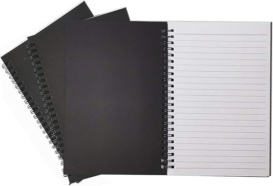 Spiral Notebook, College Ruled Notebook, Thick Paper 1 Subject, 3 Pack, 60 Sheets, 6''*8'' (Line, Black)