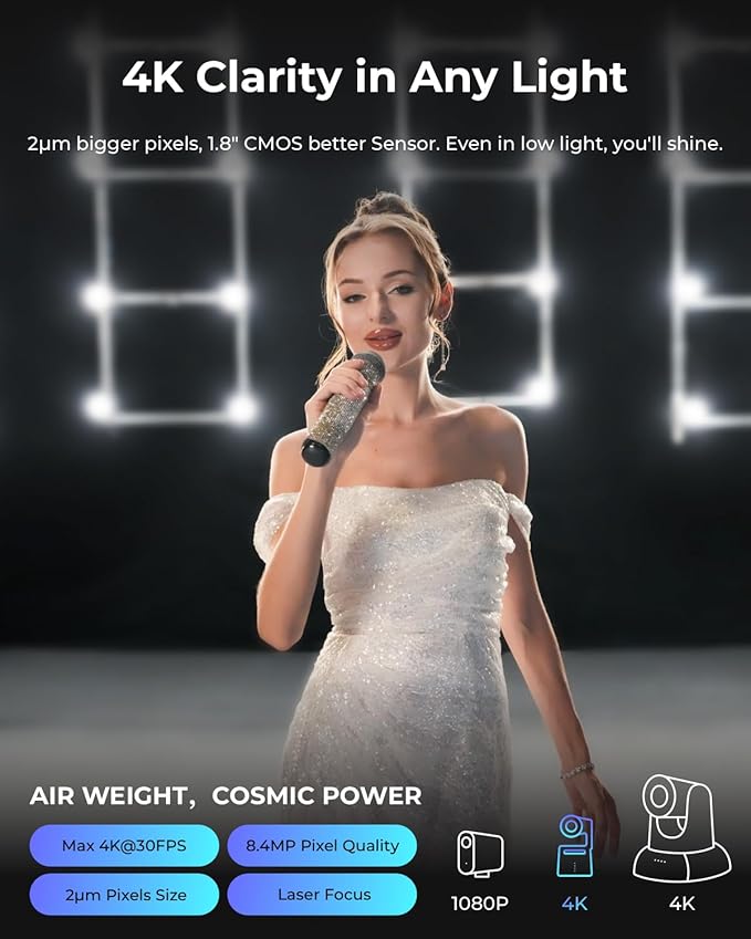 OBSBOT Tail Air & Smart Remote Combo, Streaming Camera with AI Tracking PTZ, Intelligent APP, Gesture Control, HDMI/USB-C/Wireless Webcam, Video Cameras for Filming, Worship, Content Creator, etc.