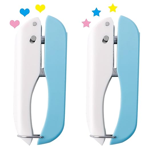 UCEC Paper Hole Punch Shapes, Single Holes Puncher, 1/4 Inch Handheld Star Punch + Heart Shape Puncher, Star Mini Hole Punch Heart Punches of School Supplies for DIY Scrapbook, Paper Crafts