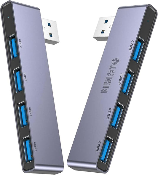 USB Hub(1 Right and 1 Left), Fidioto 4-Port USB Hub(1 * 3.0 Port, 3 * 2.0 Port) USB Splitter USB Expander for Laptop, Xbox, Flash Drive, HDD, Console, Printer, Camera,Keyborad, Mouse